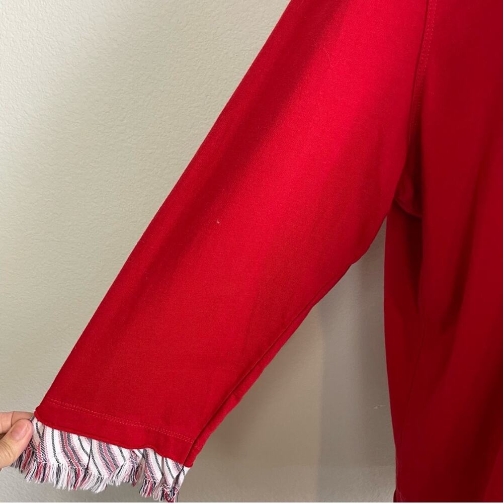 Multiples Red Long Sleeve Knit Stripe Layered Detail Top 2X - Picture 4 of 9